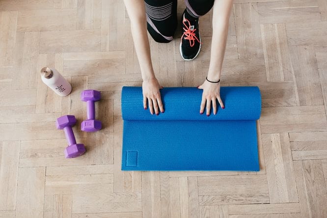 Individual rolling up yoga mat