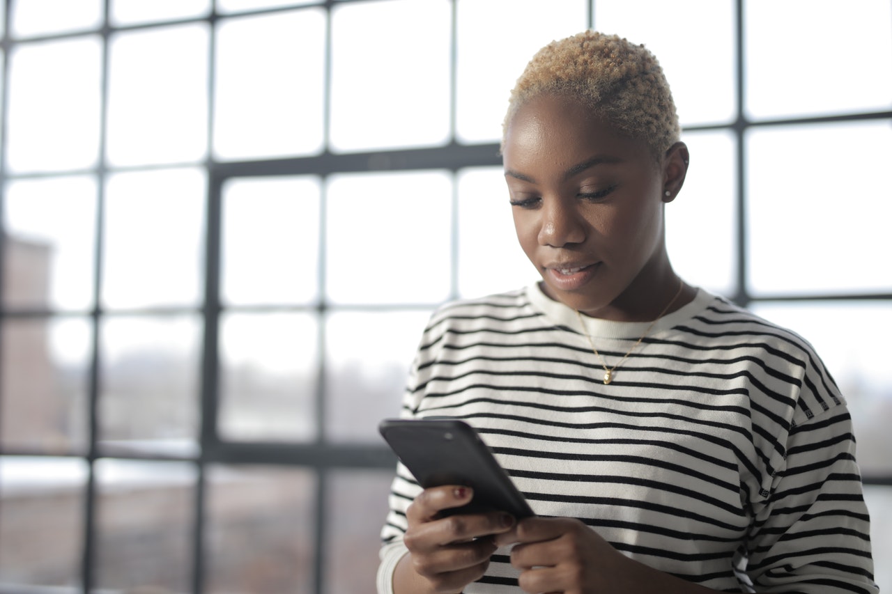 Woman using checking account