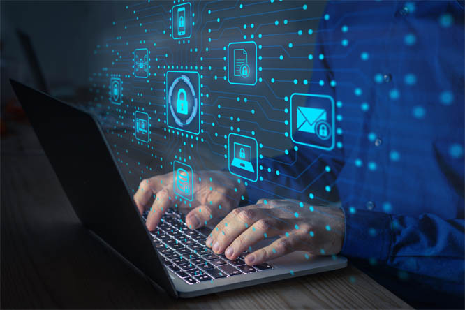 Individual using a laptop