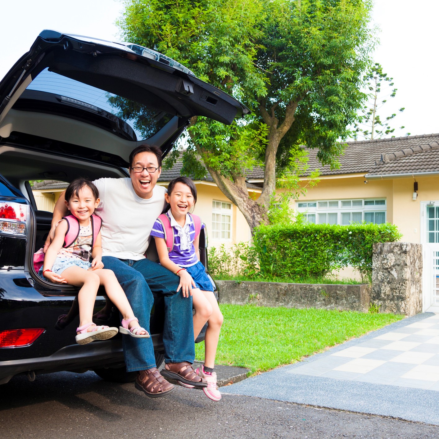 Family with new car. Auto Loan