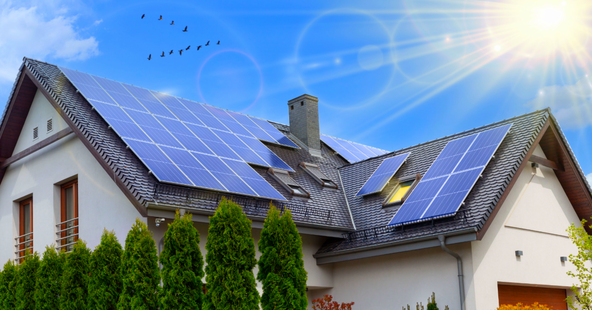 House with solar panels 