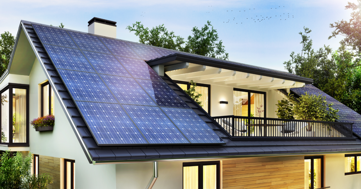 House with solar panels 
