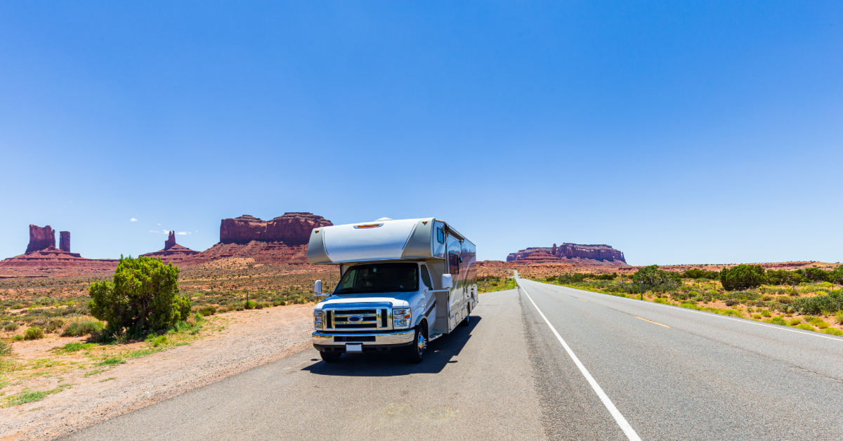 RV driving down open road